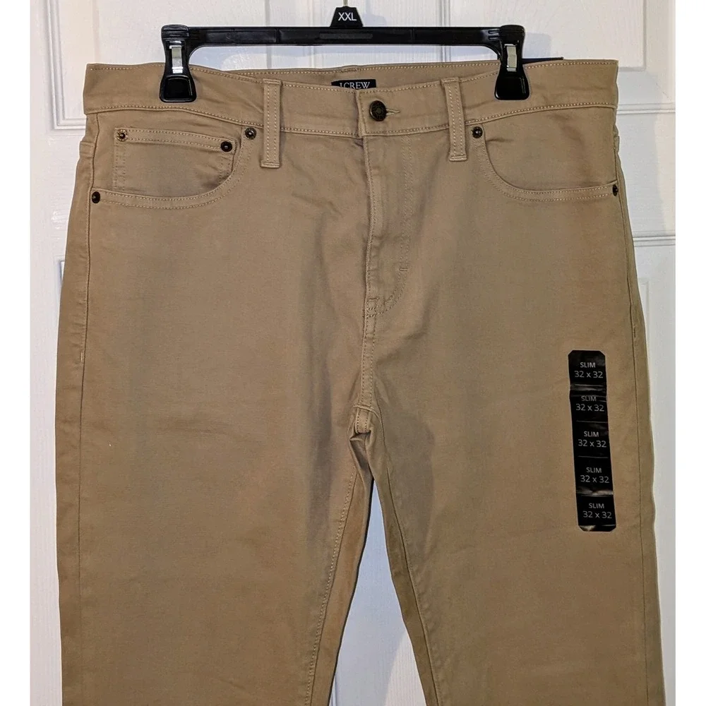 J Crew‎ Flex Slim Garment Dyed Chino Pants Khaki Tan W32 L32 NWT $128